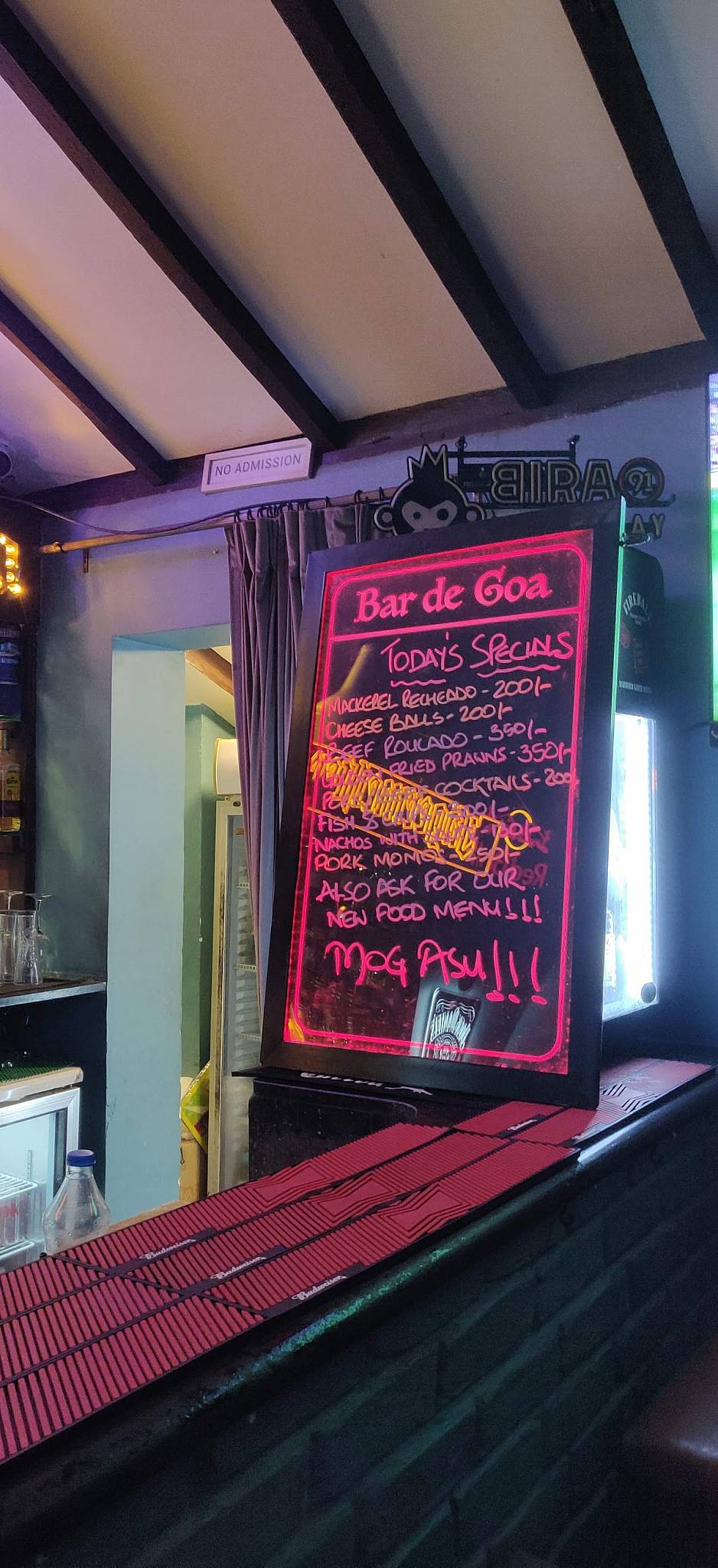 Bar De Goa menu