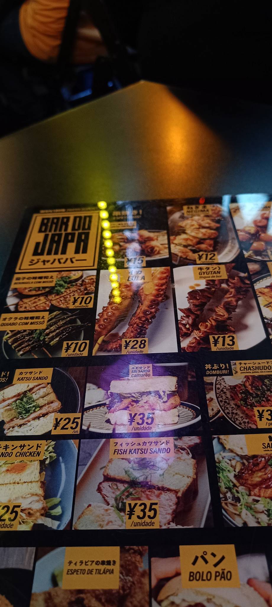 Bar do Japa cardápio