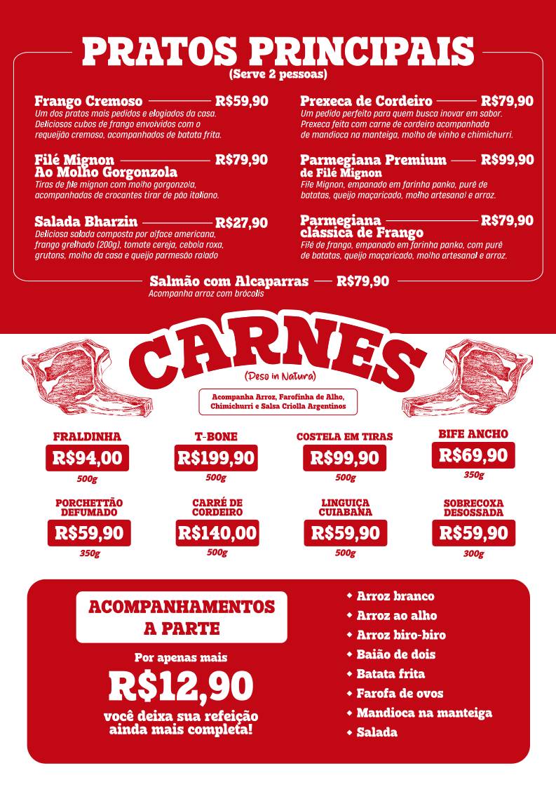 Restaurante e Gastrobar - Bharzin cardápio