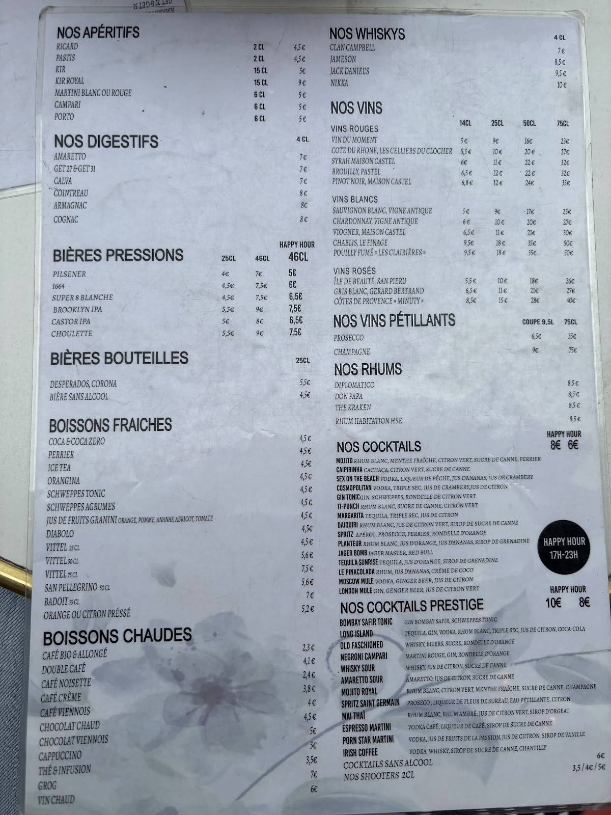 Menu de Bistrot Smiley