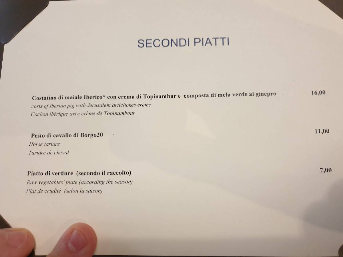Menu di Borgo 20 Ristorante Gourmet nel Centro di Parma – Accanto al Duomo 