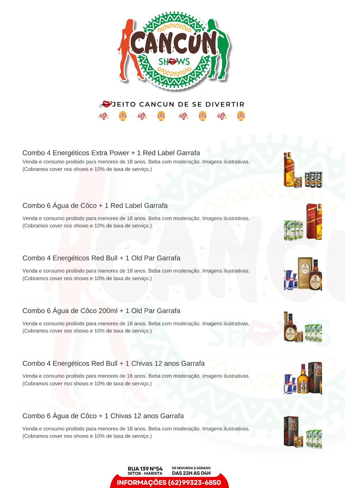 Cancun Shows cardápio