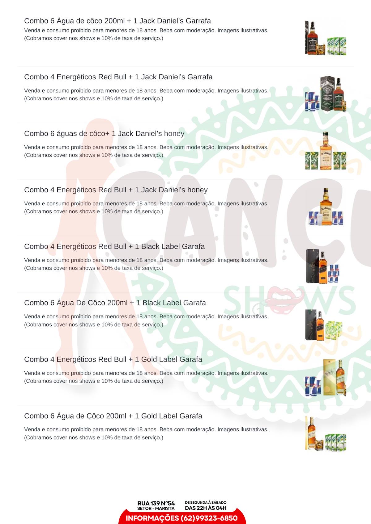 Cancun Shows cardápio