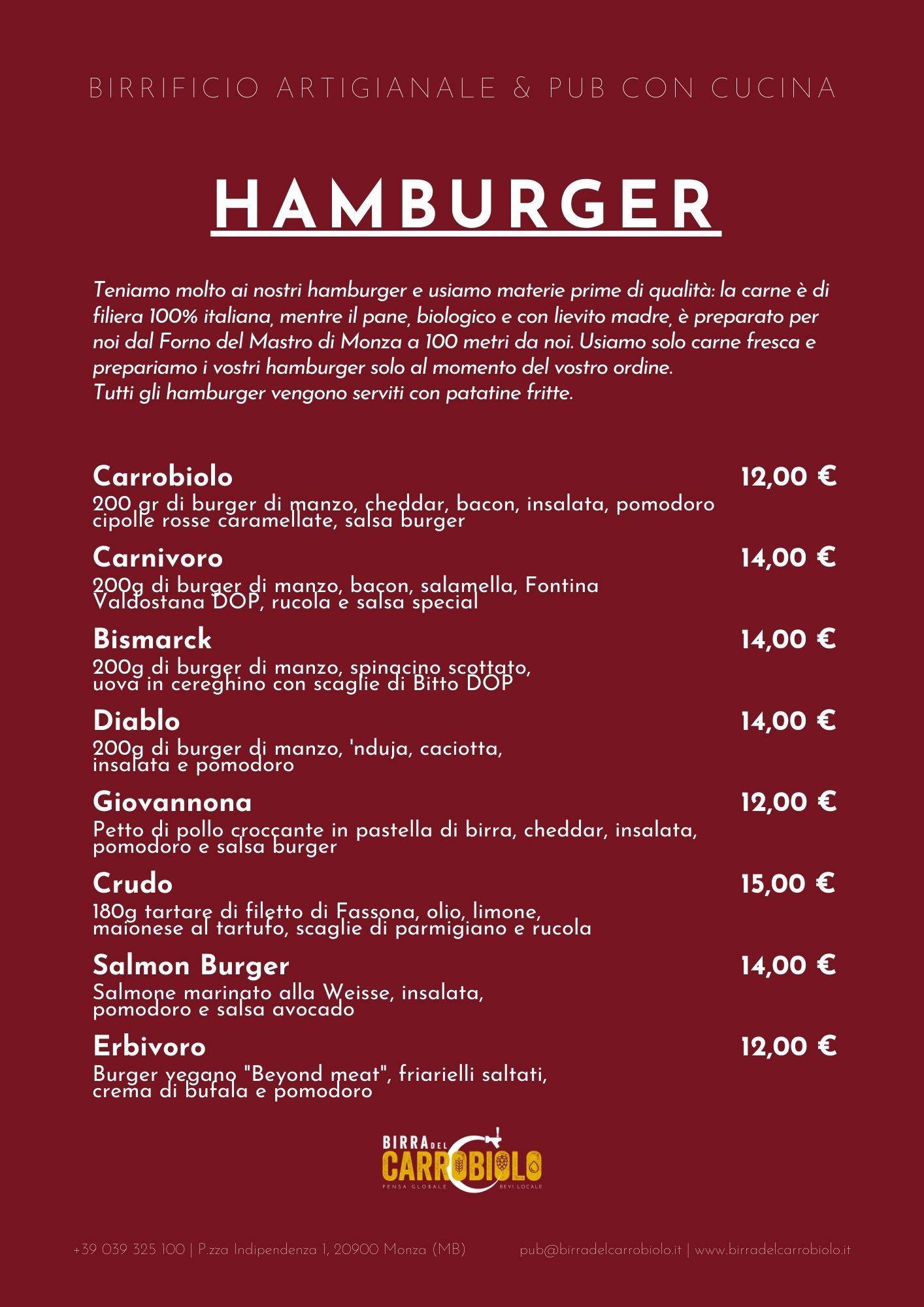 Menu di Carrobiolo Brewpub 