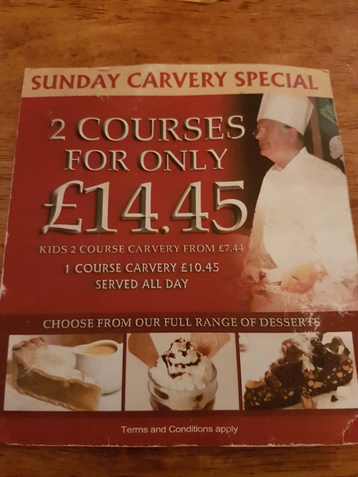 Menu at Castle Carvery - Caister pub & bar, Great Yarmouth