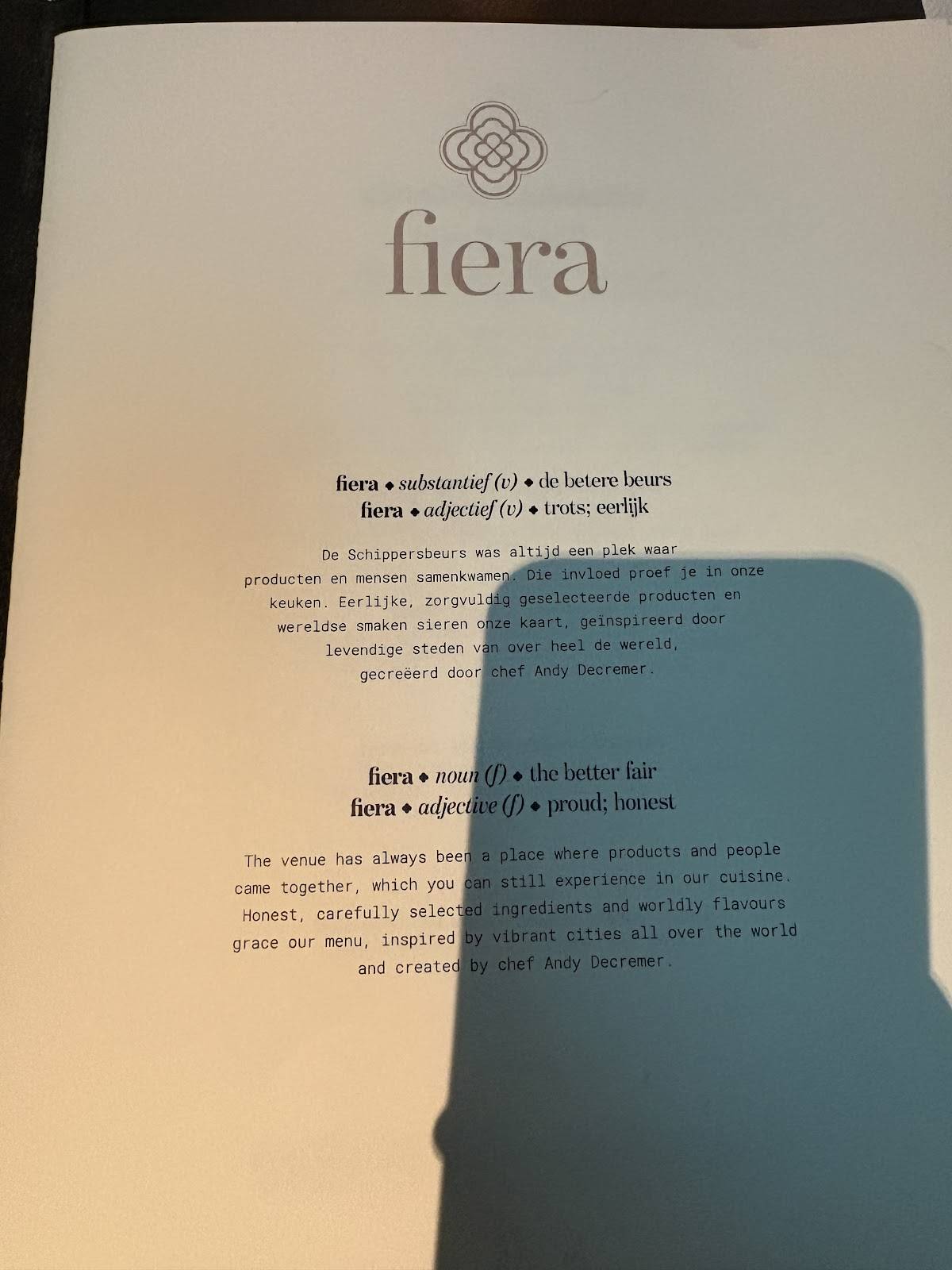 Menu de Fiera
