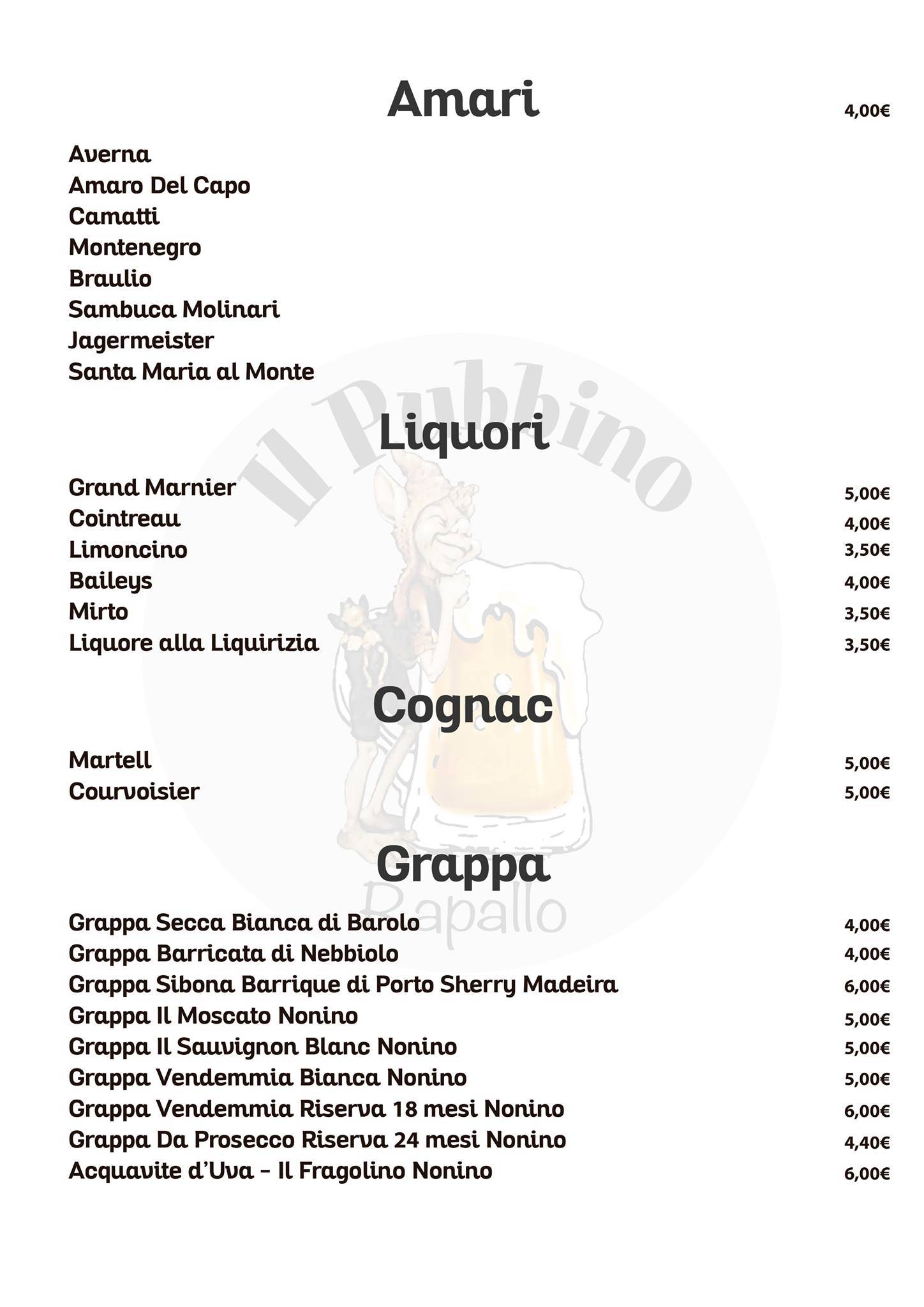 Menu di Il Pubbino 