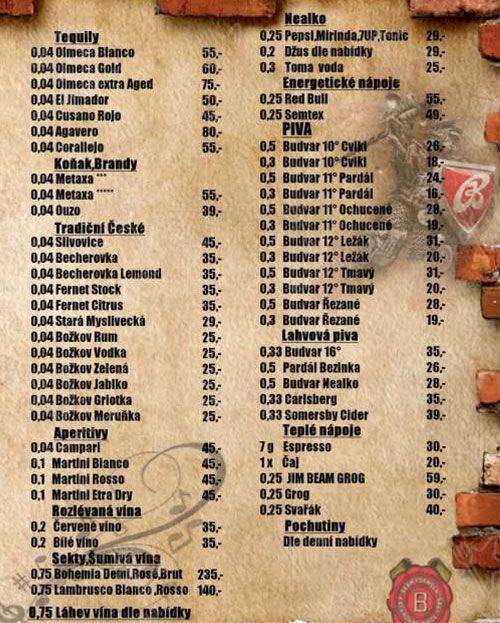 Jim Beam menu