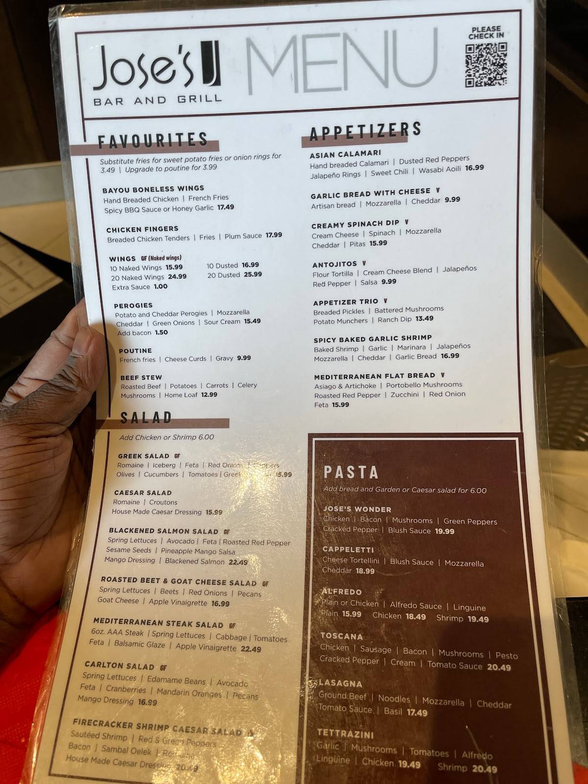 Menu at Jose's Bar & Grill Windsor, Windsor