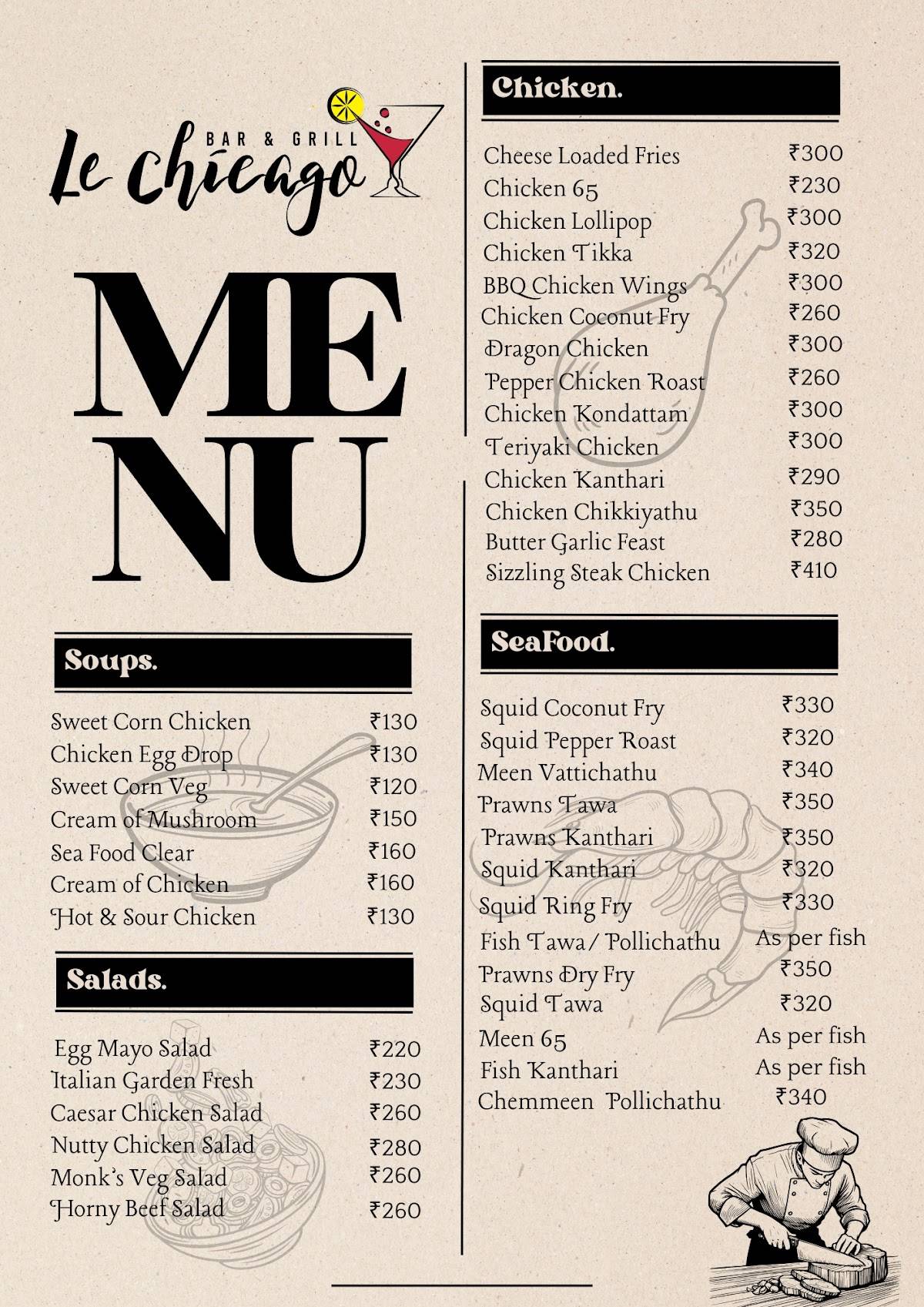 Le Chicago Bar & Grill menu