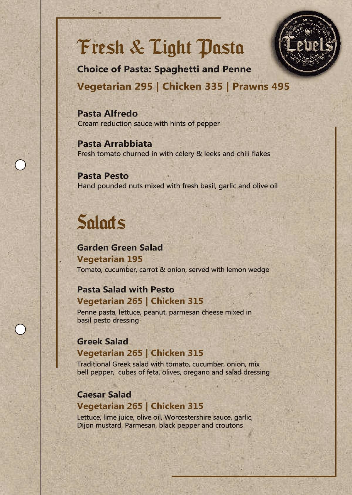 Menu at Levels Pub & Kitchen, Bengaluru