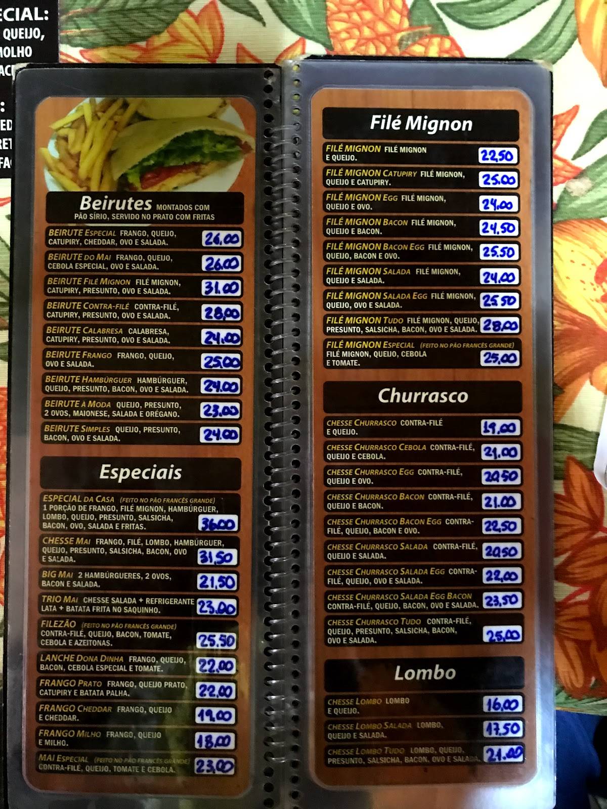 Lanches Mai Mai cardápio