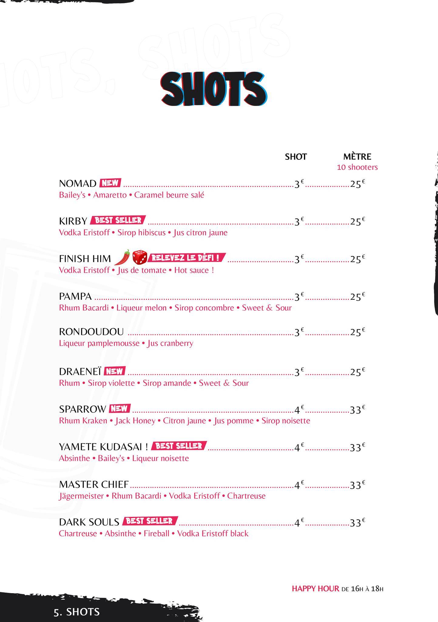 Menu de Meltdown Brussels