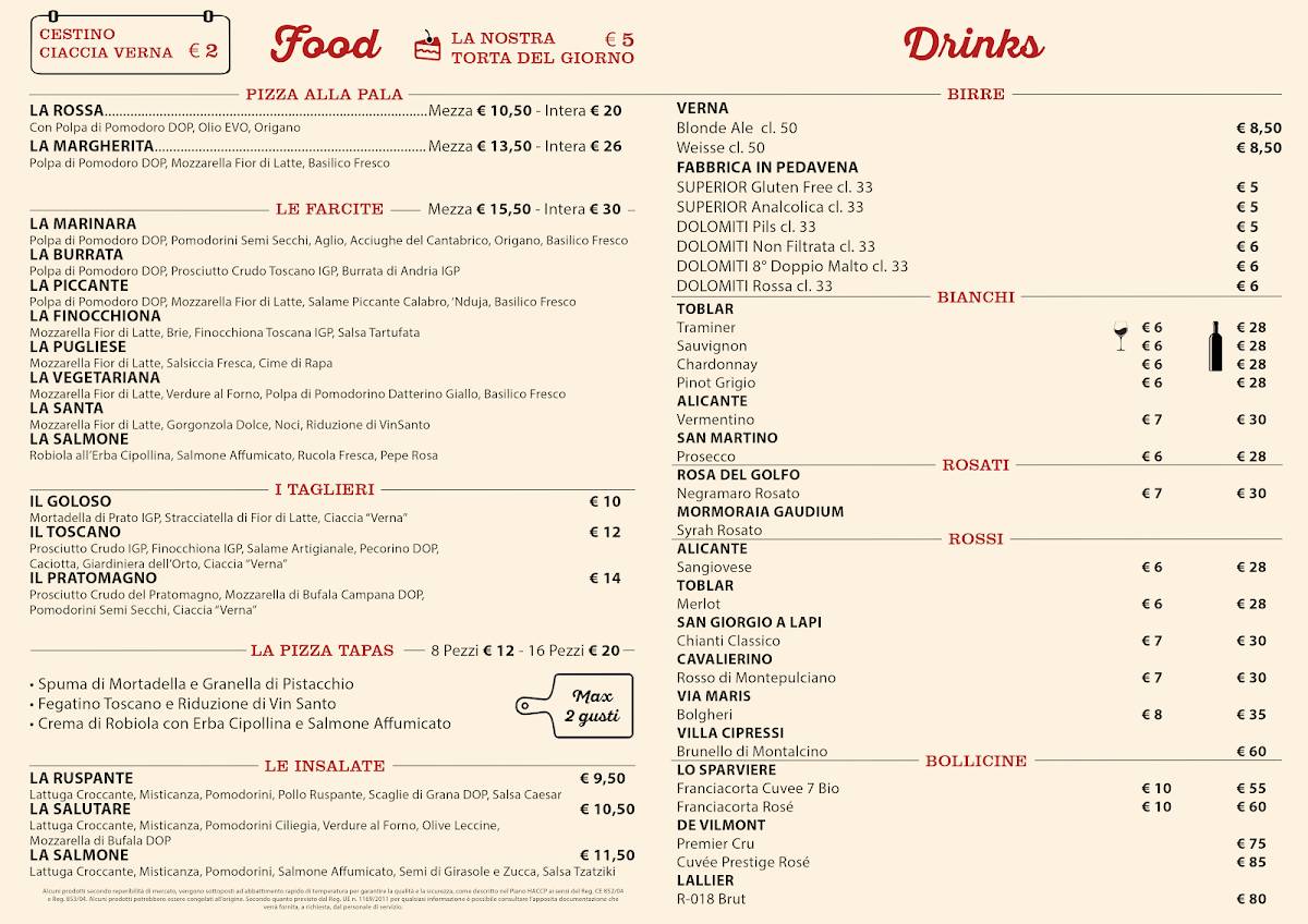 Menu Da Menchetti Firenze Cocktail Bar Pizzeria Firenze