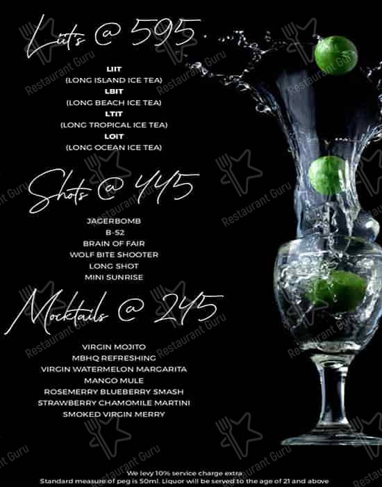 Menu at My Bar Headquarters Lucknow, Lucknow