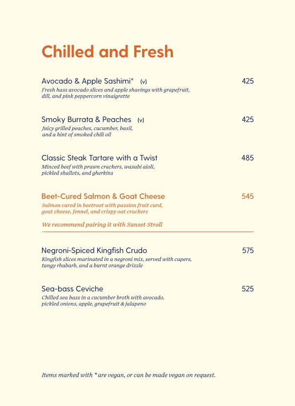 Nanna's Negroni menu