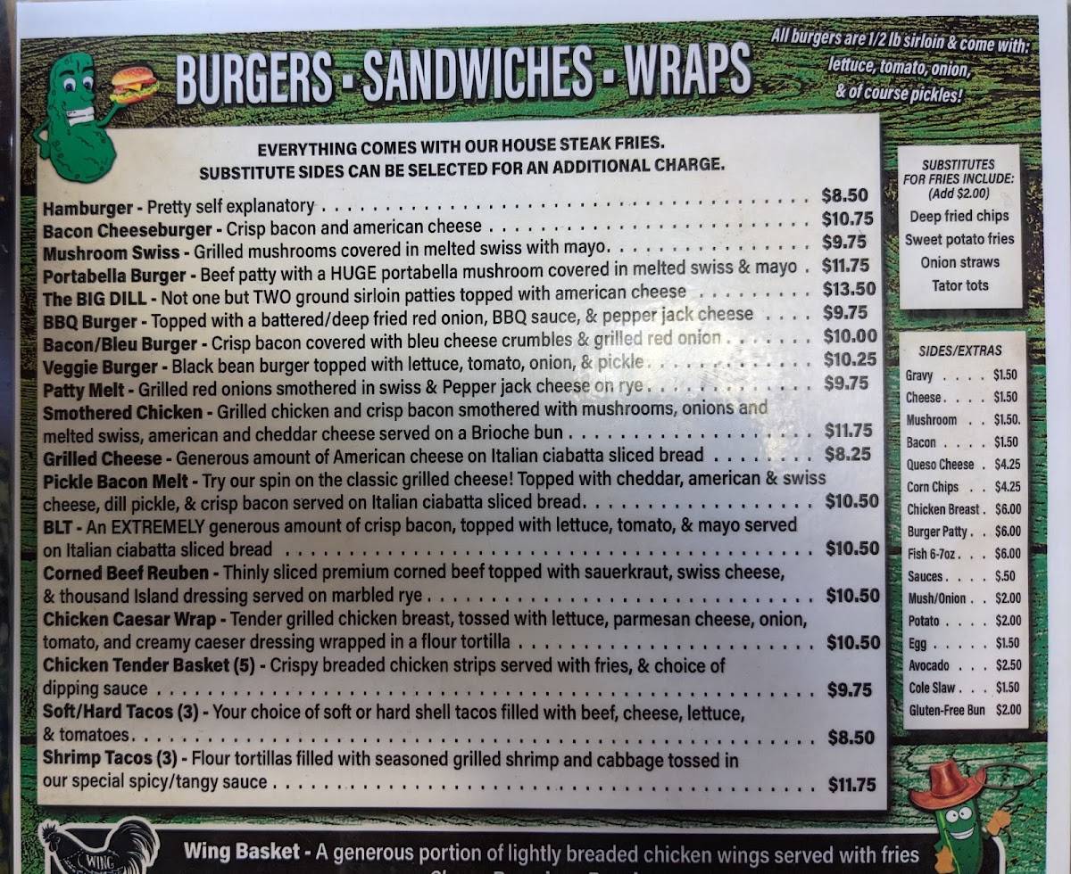 Menu at Pickles pub & bar, Brimley, W Lakeshore Dr