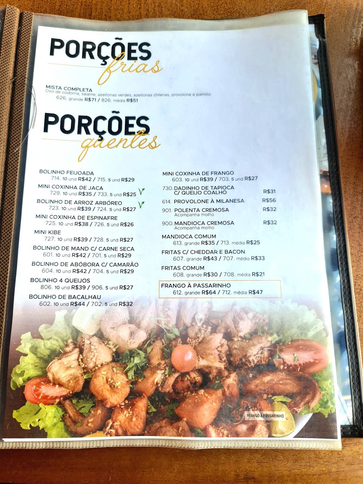 Pompeu e Pompéia cardápio