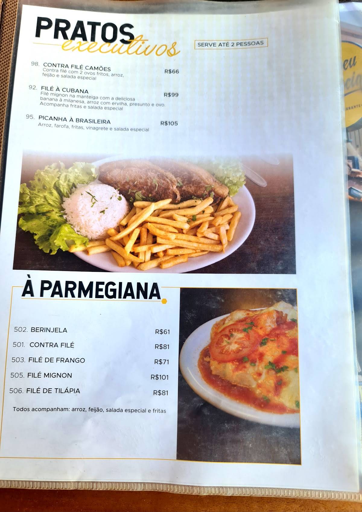 Pompeu e Pompéia cardápio