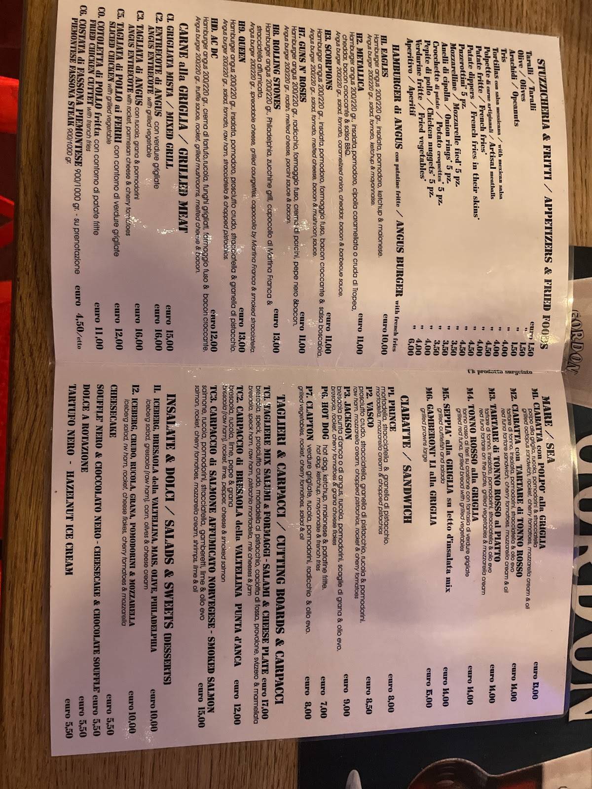 Menu di Red Ristorante pub Mesagne centro storico 