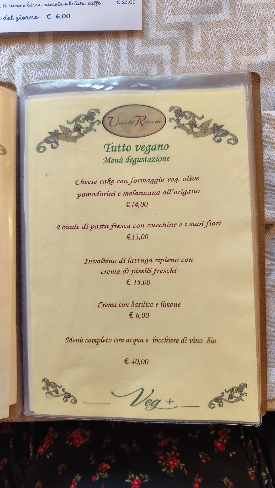Menu di Ristorante Pizzeria Vecchi Ricordi da Gimbo 