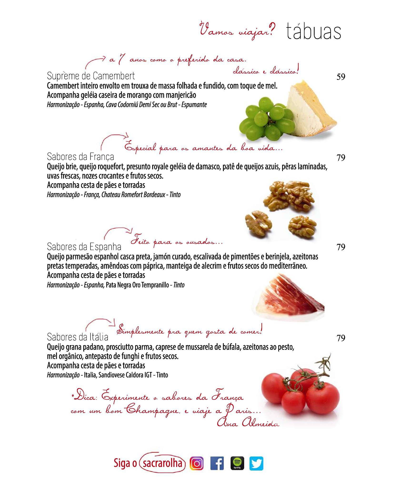 Sacra Rolha Wine Bar cardápio