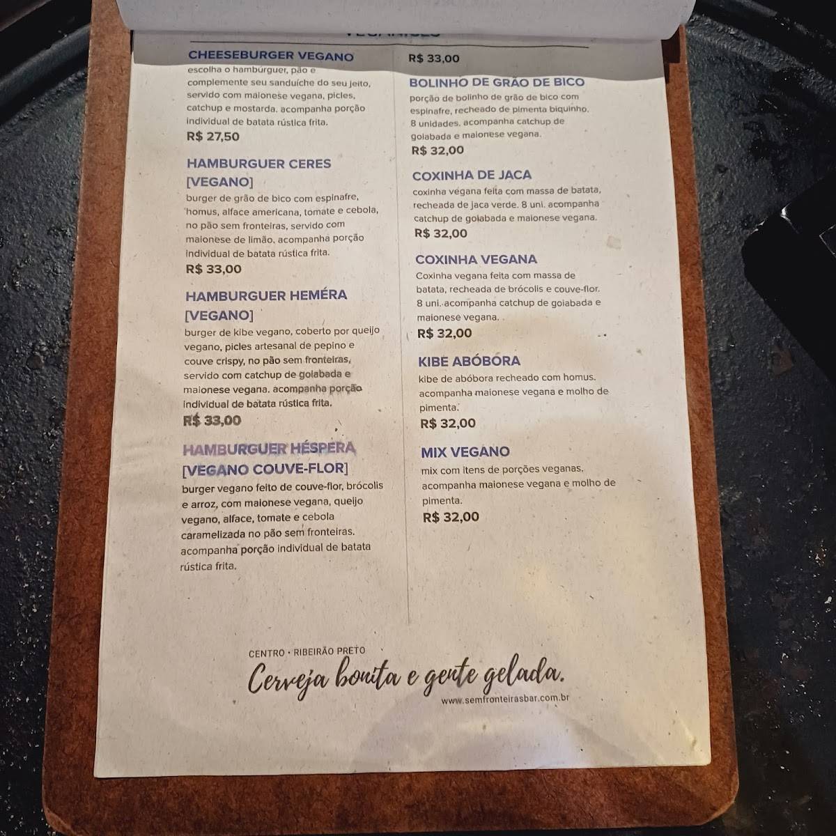 Sem Fronteiras Bar/Cervejaria Macumba cardápio