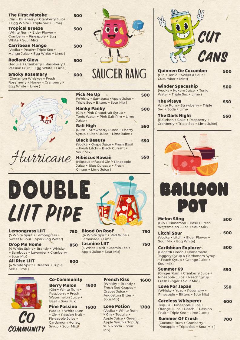 Talli Bar & Kitchen menu
