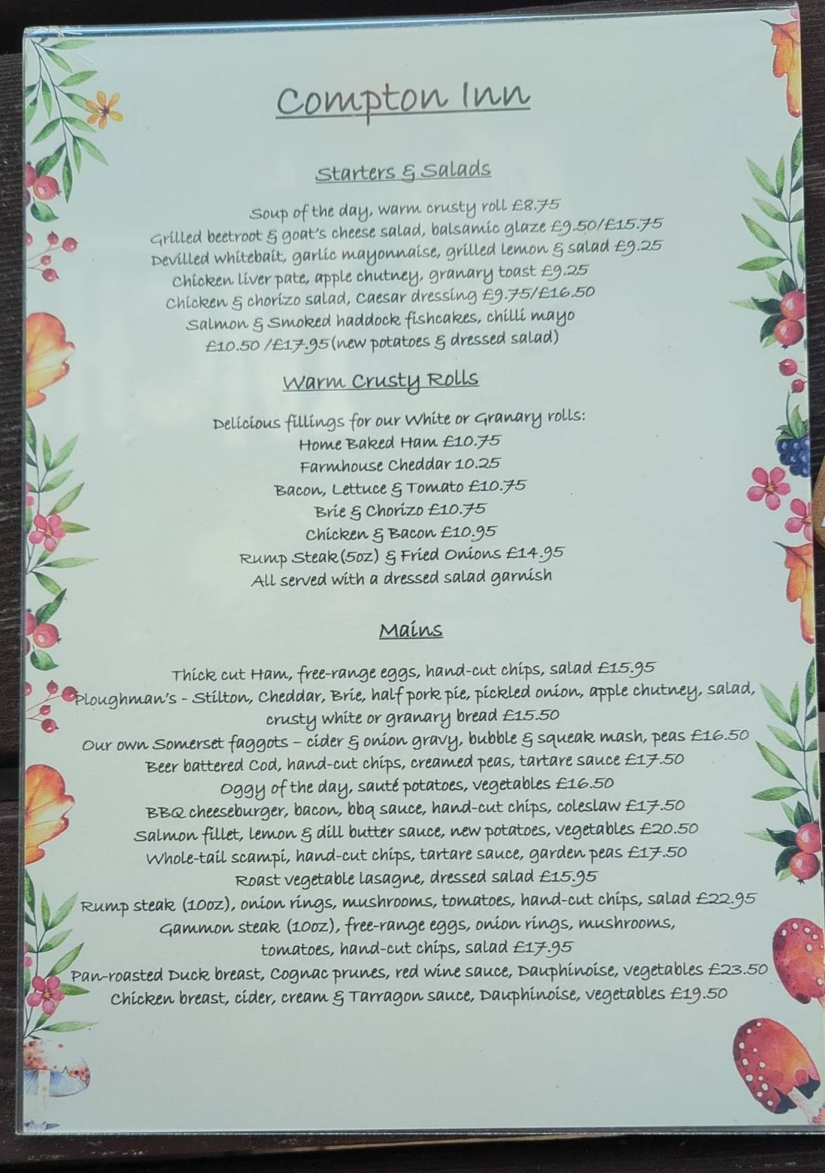 Menu at The Compton Inn pub & bar, Bristol
