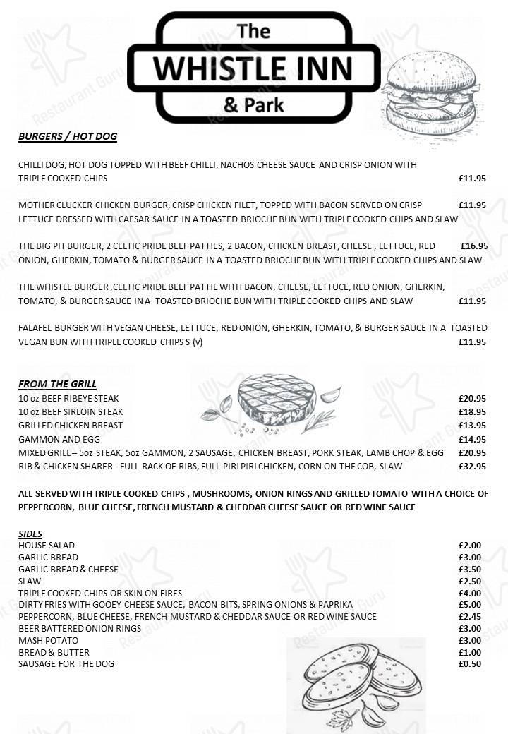 Menu at The Whistle Inn and Park pub & bar, Blaenavon