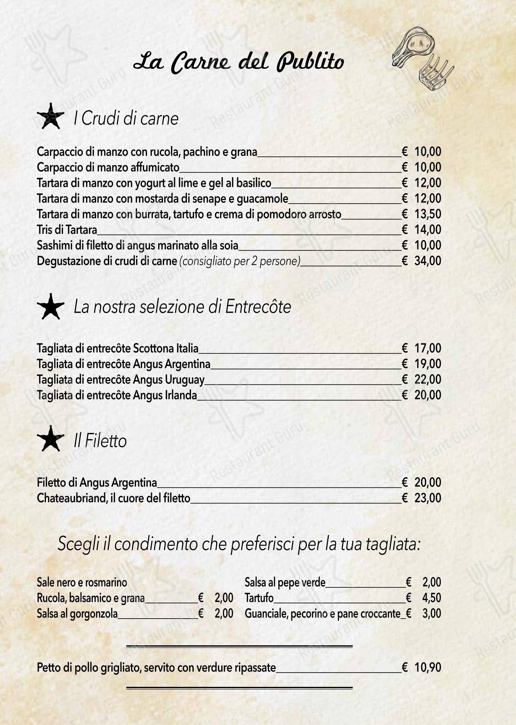 Publito in Trevi - Menu bar