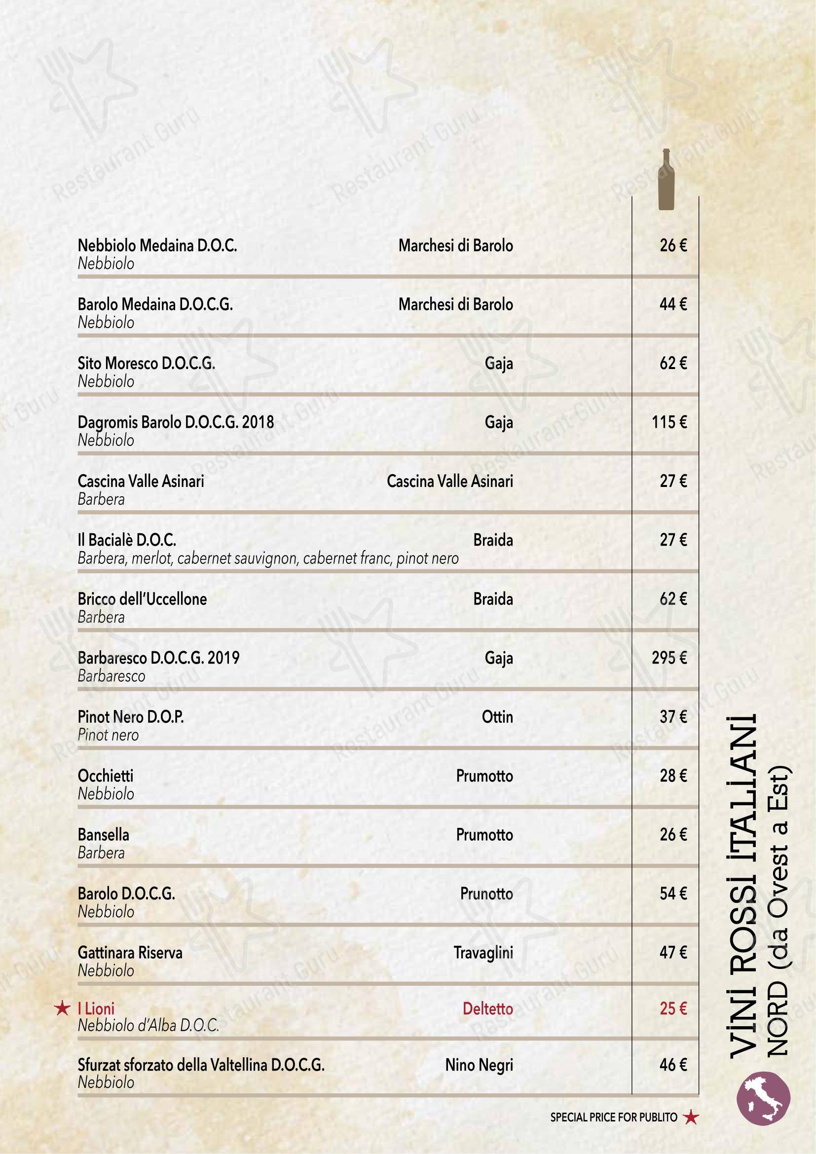 Основное меню per Publito pub & bar