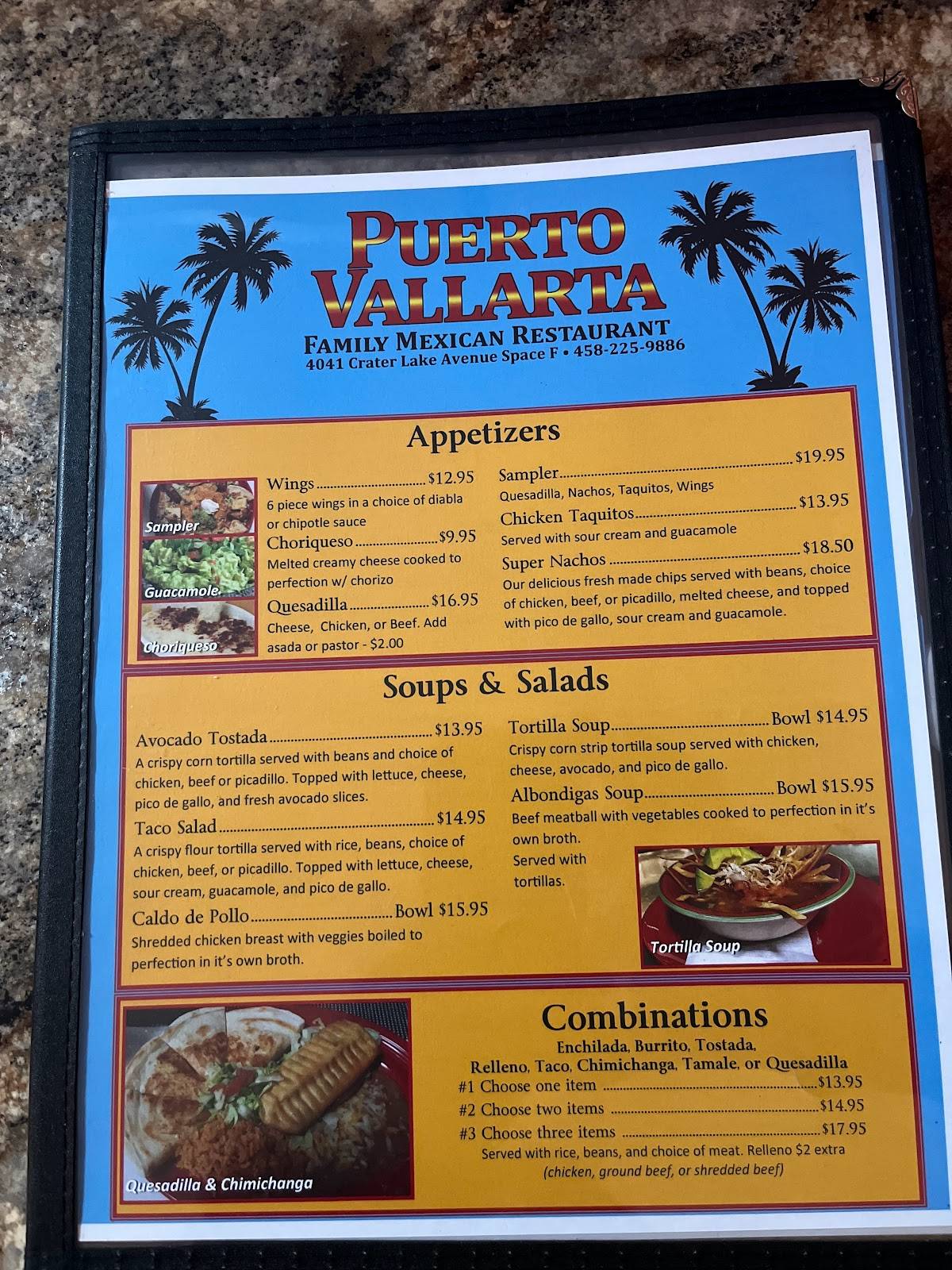 Menu at Puerto Vallarta Family Mexican Restaurant, Medford