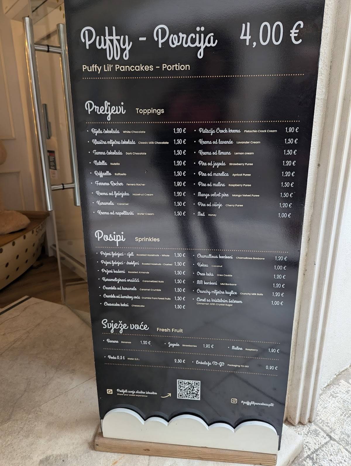 Menu de Puffy Lil' Pancakes Split