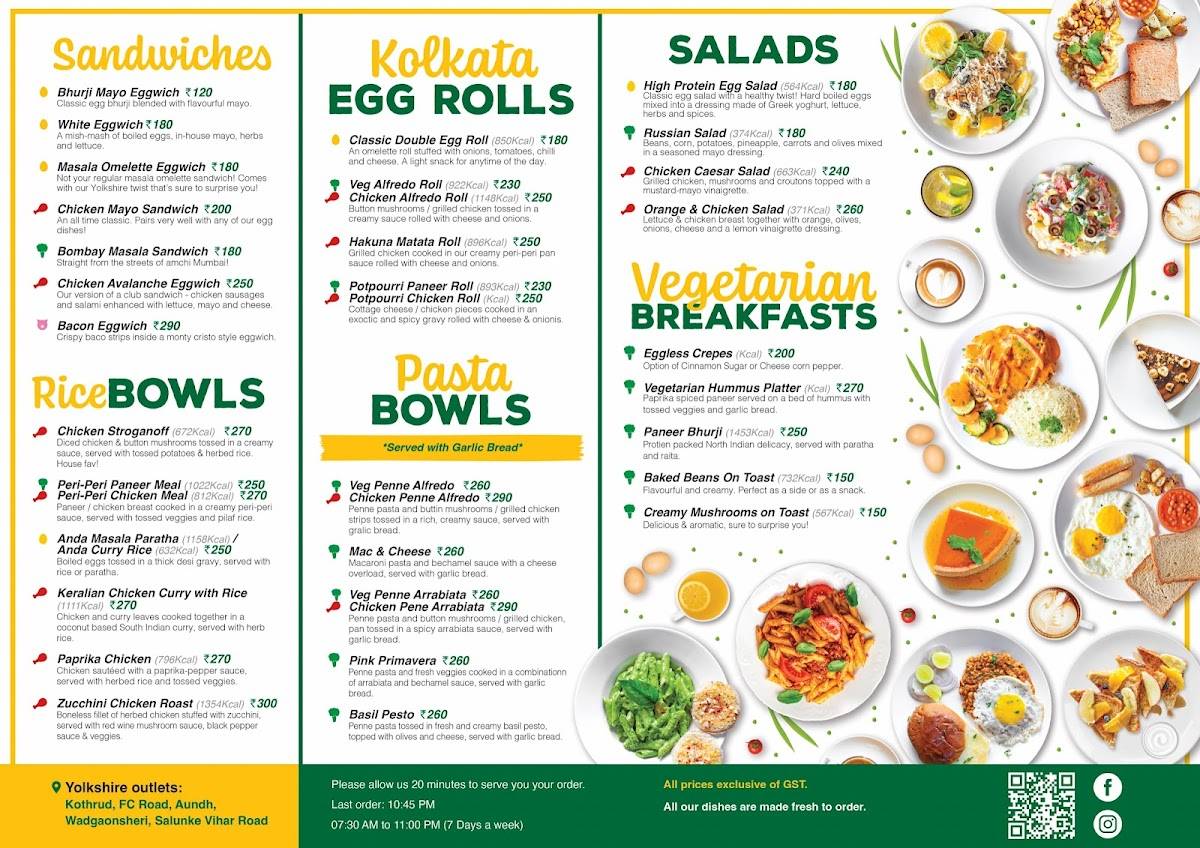 Yolkshire Kothrud menu
