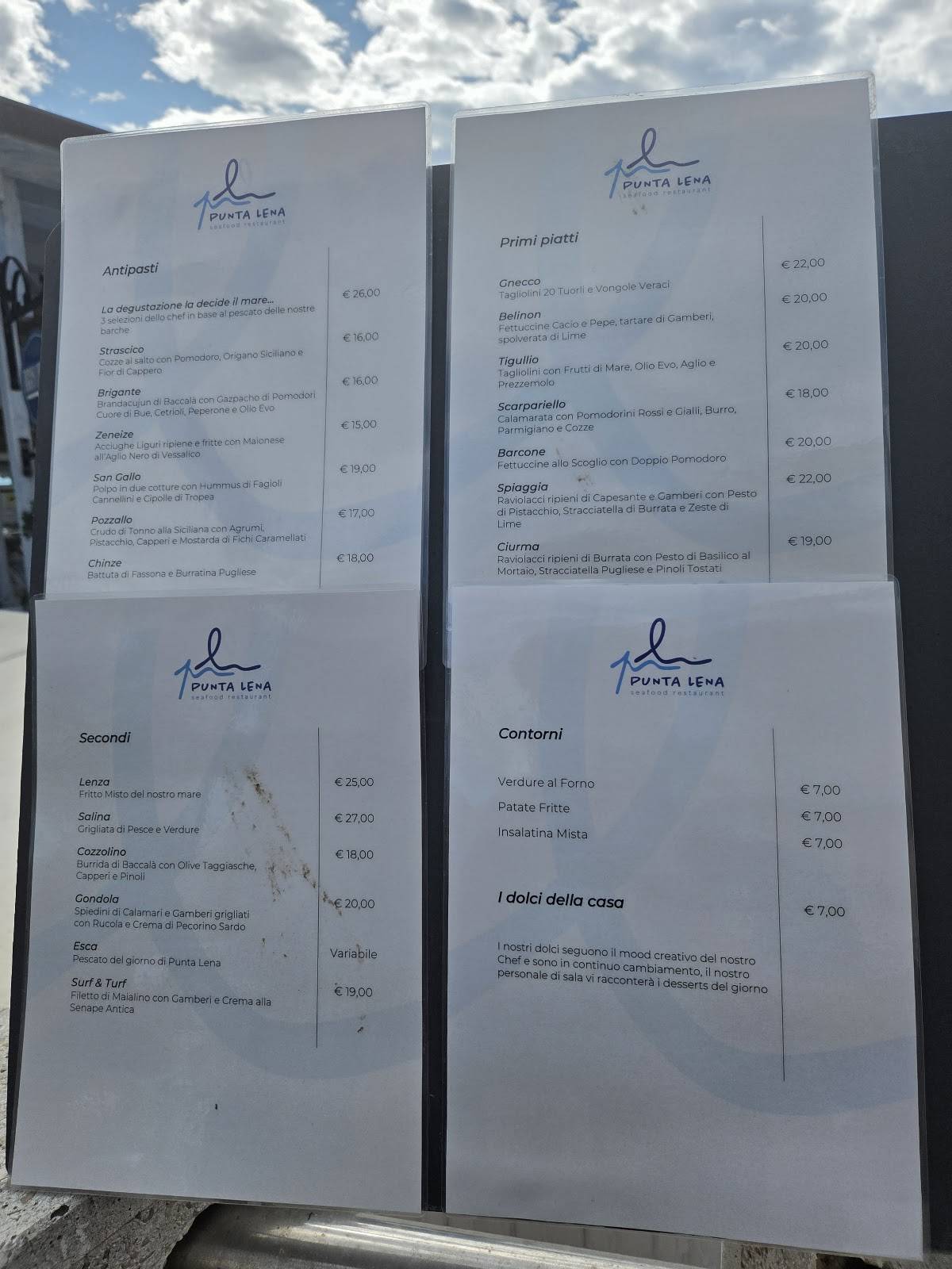 Menu di Ristorante Punta Lena 