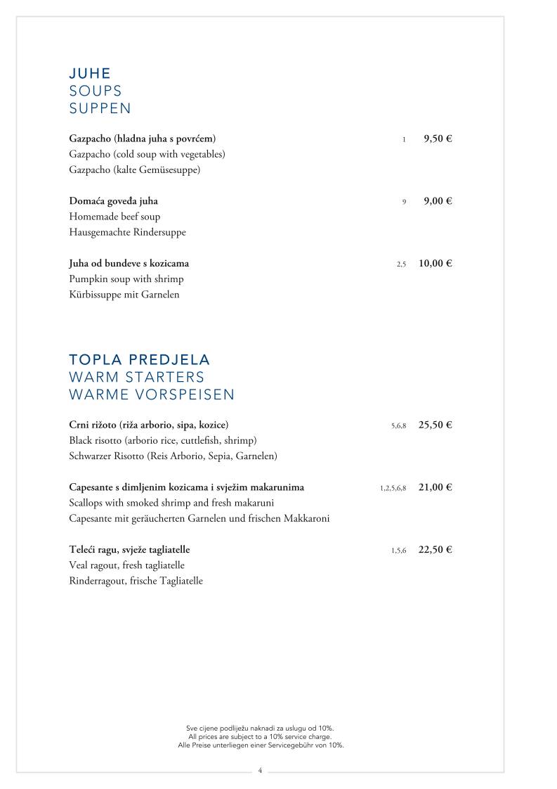 Menu di Puž restaurant 