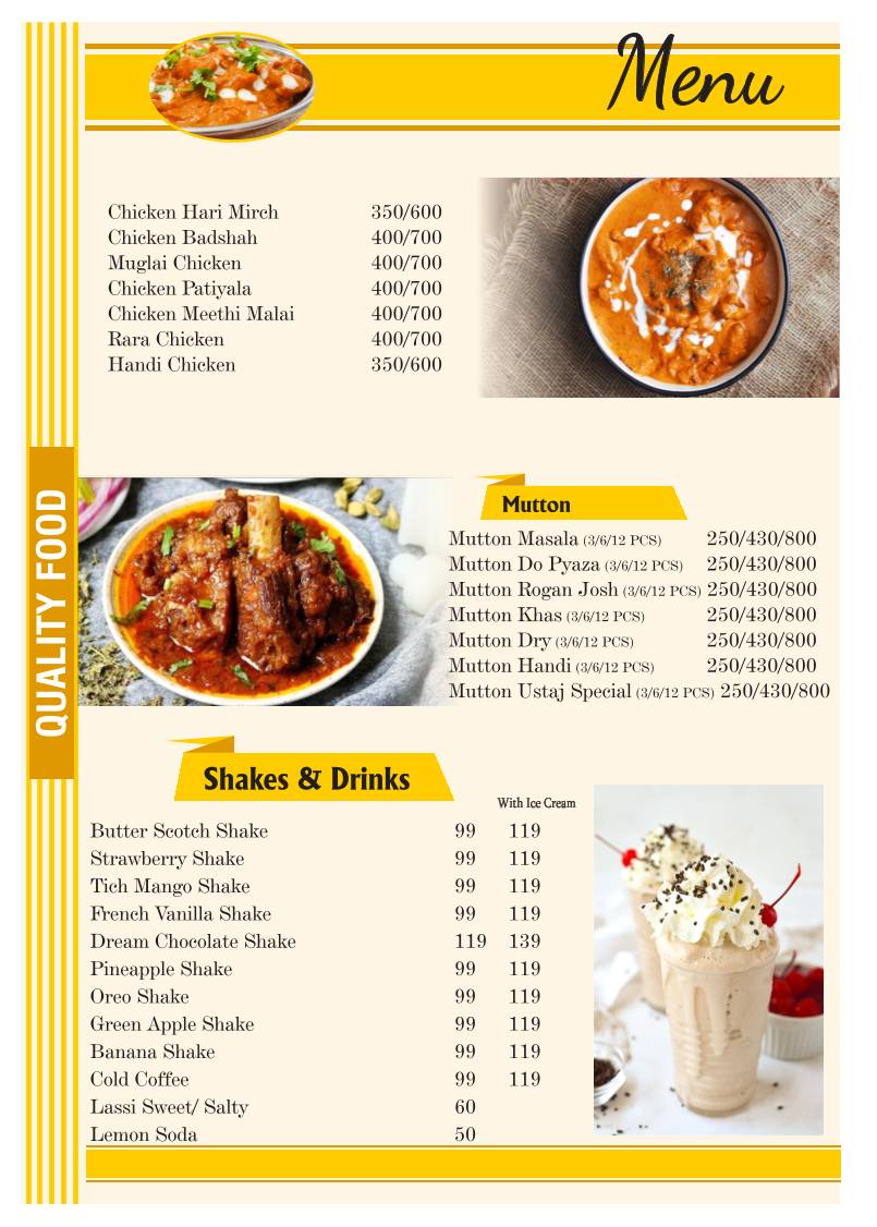 Quality Foods menu