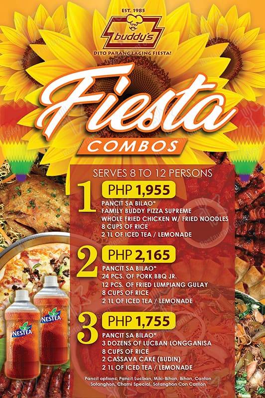 Menu at Buddy's restaurant, Quezon City, Fisher Mall