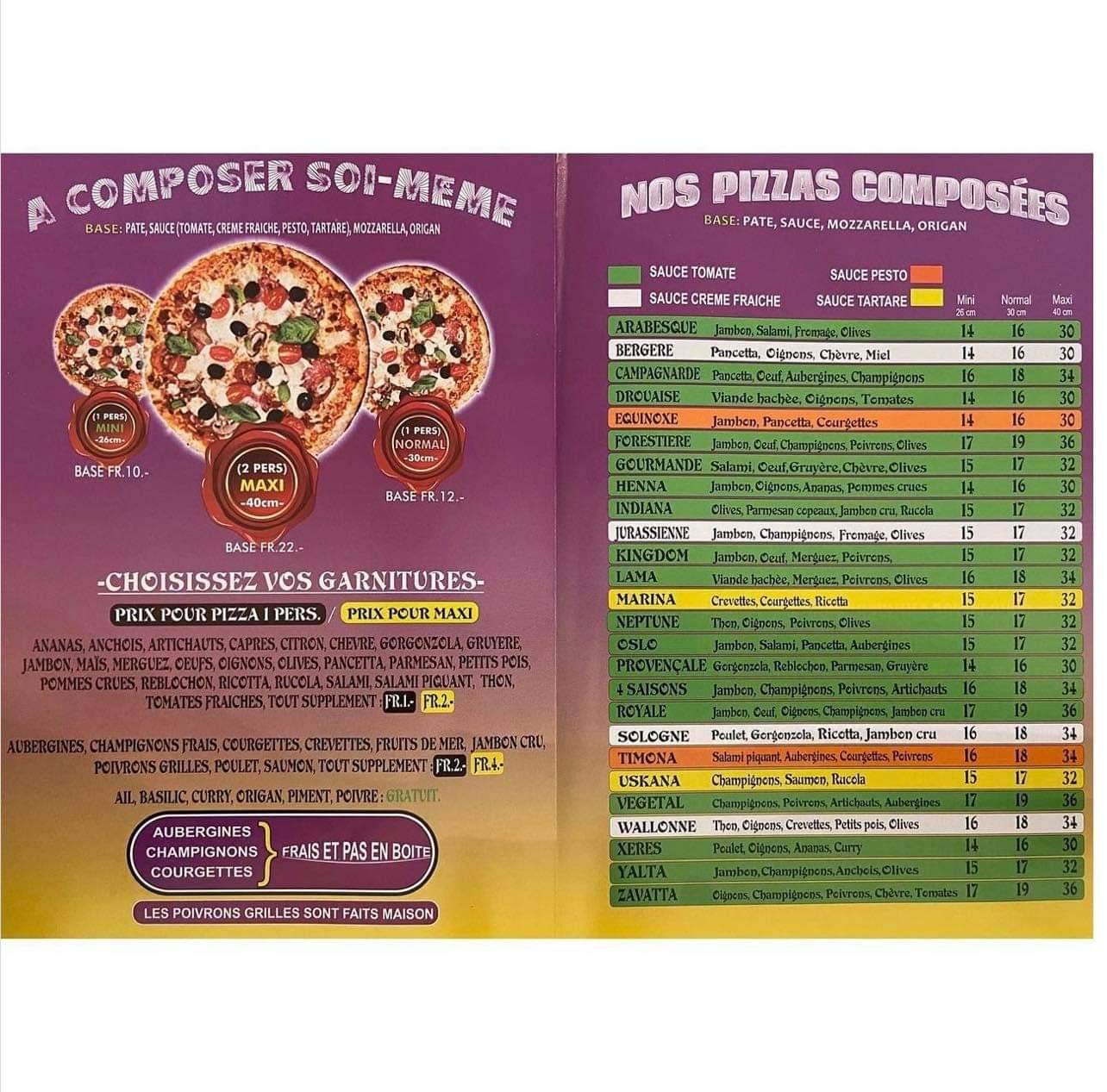 Menu di Quick Pizza NE Neuchâtel 