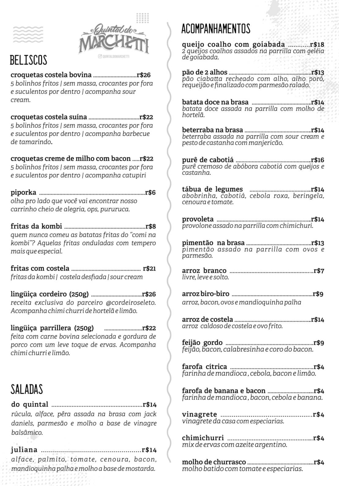 Quintal do Marchetti cardápio