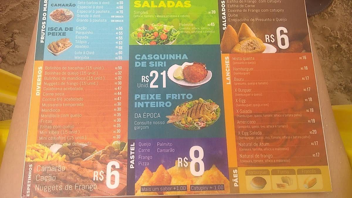 Quiosque Gaivota cardápio