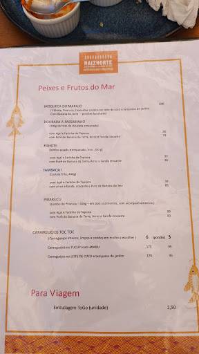 RAIZNORTE Gastronomia e Cultura do Pará cardápio
