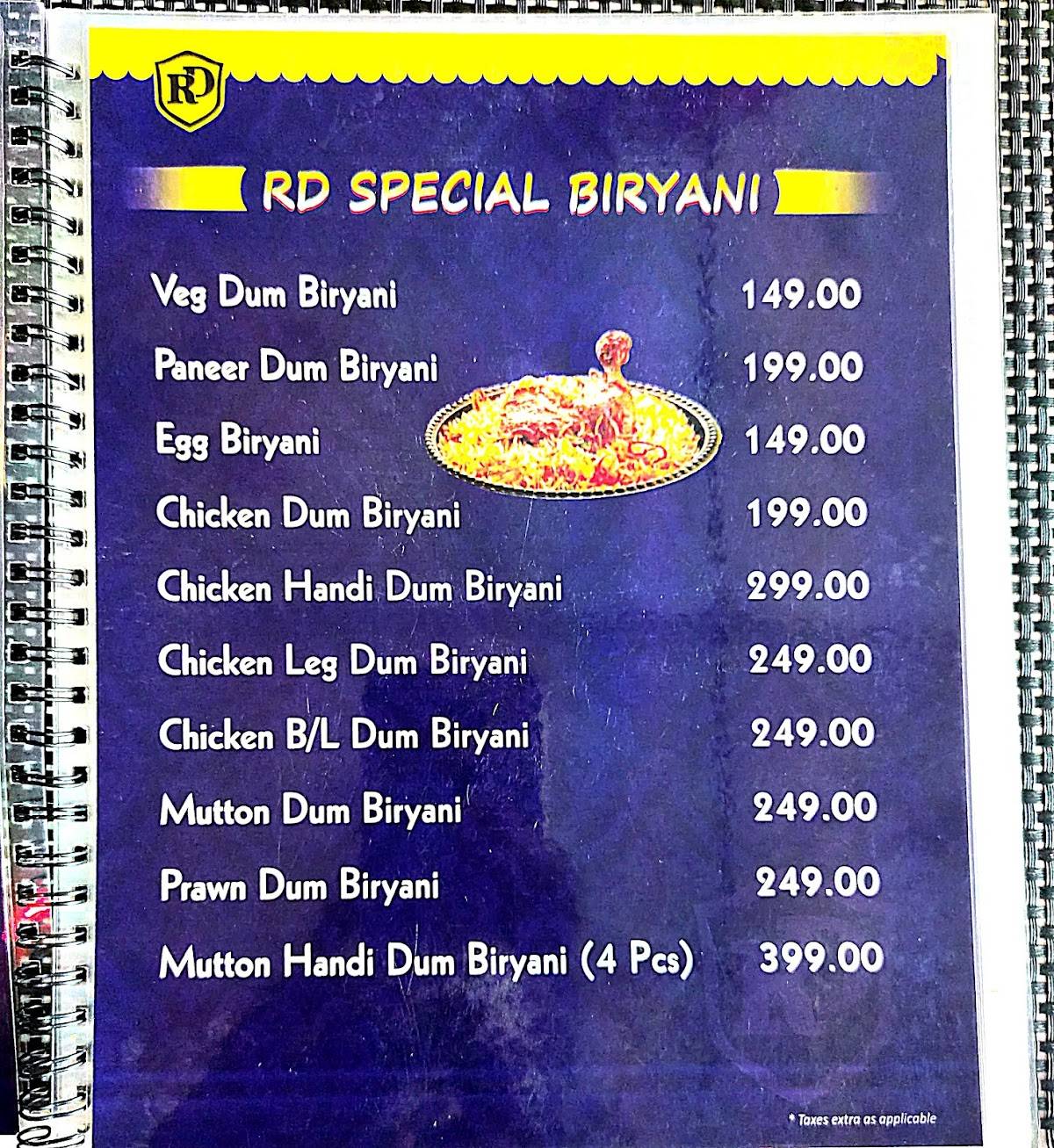 RAJDARBAR Restaurant menu