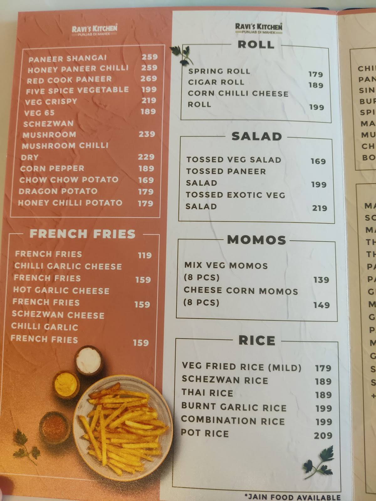 Ravi's Kitchen menu