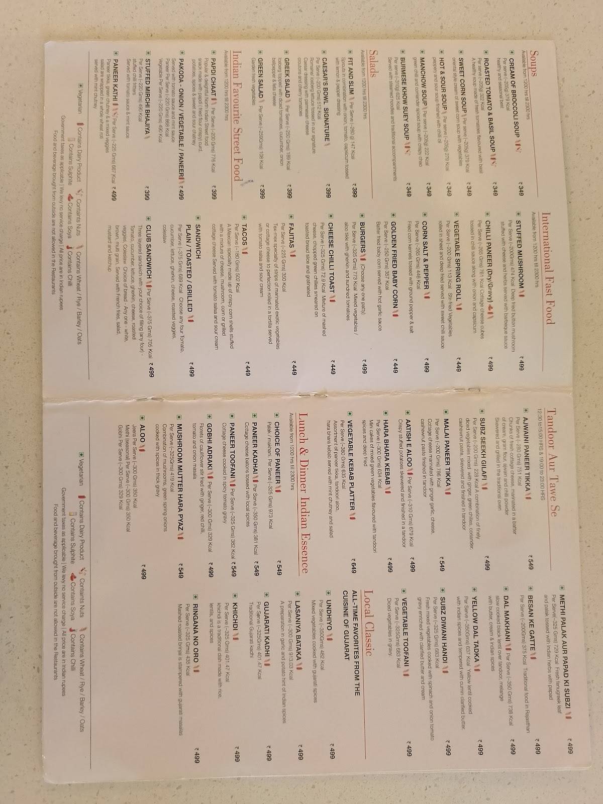 RBG - Park Inn By Radisson surat menu