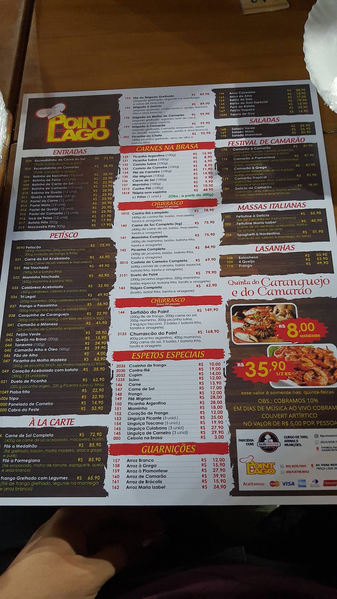 RESTAURANTE E PIZZARIA POINT DO LAGO cardápio