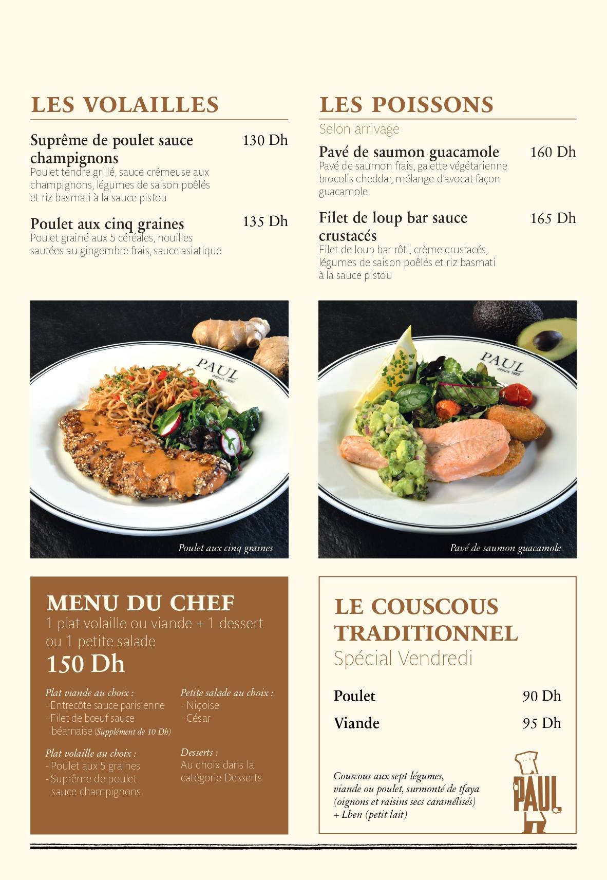 Menu de PAUL