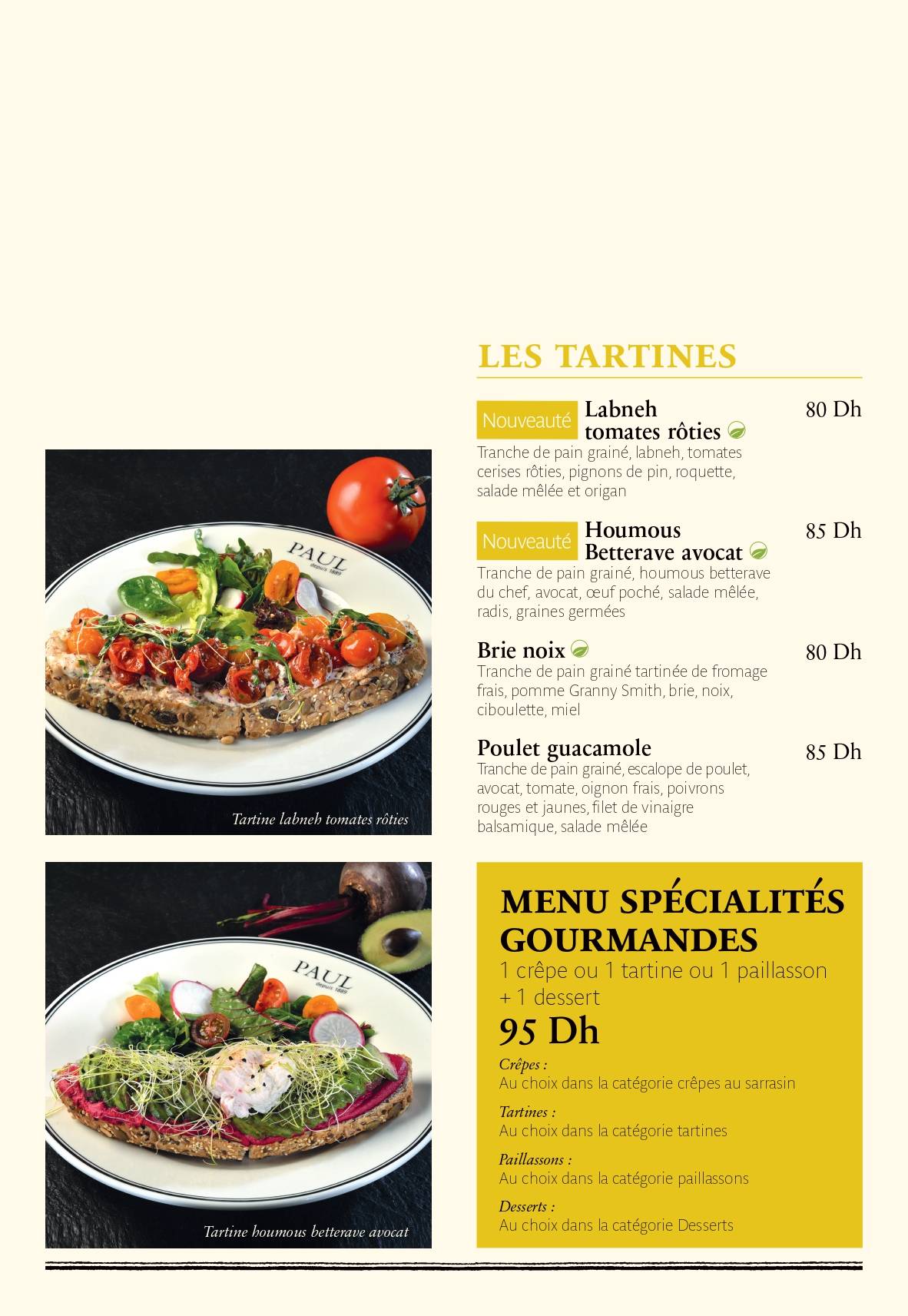 Menu de PAUL