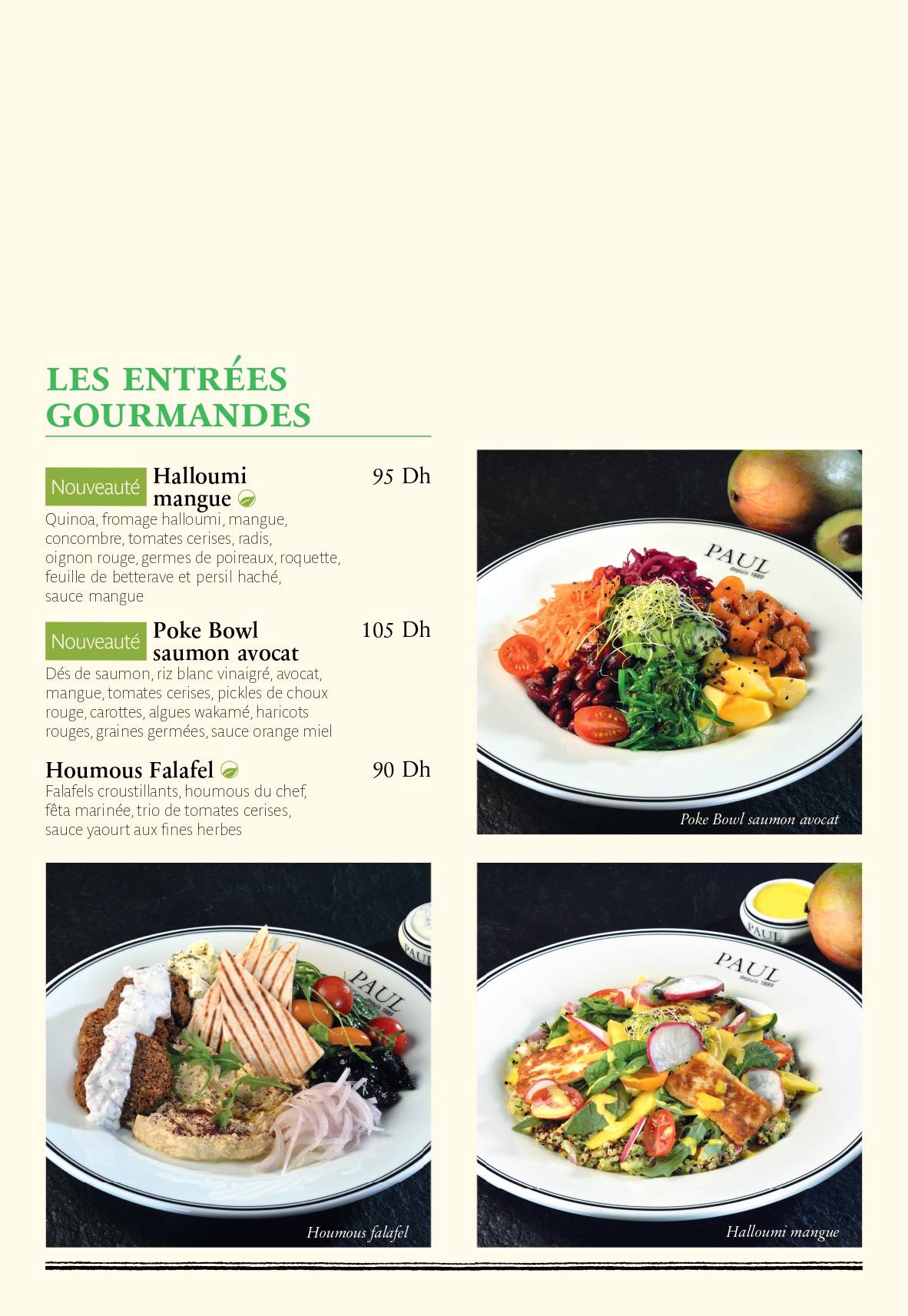 Menu de PAUL